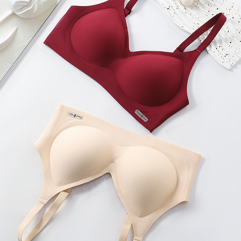 918 # Gold #   Rolling King! Cheap and Easy to Wear! Fixed Cup, No Rims, Push-Up, No Trace Bra, Breathable Thin Cup