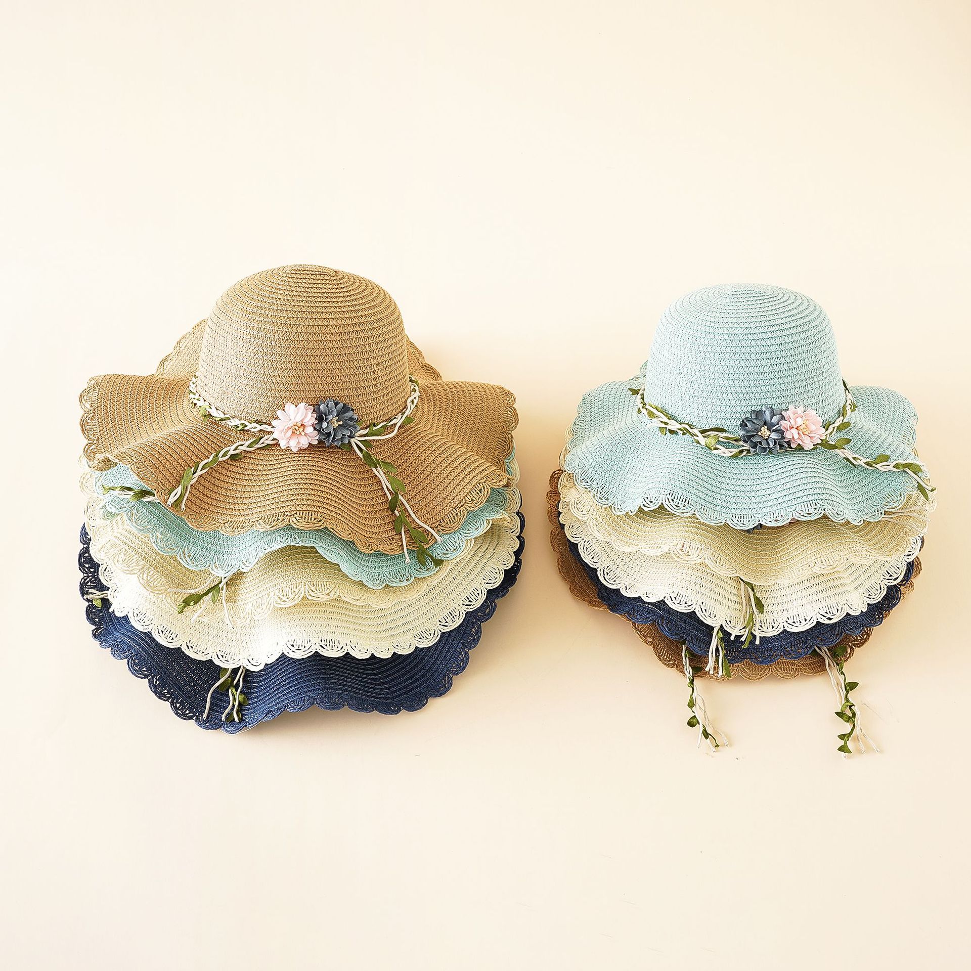 Sombrero padre-hijo madre-hija sombrero fresco de verano sombrero de los niños protección solar princesa sombrero de paja a prueba de sol sombrero de ala grande playa casual Niña