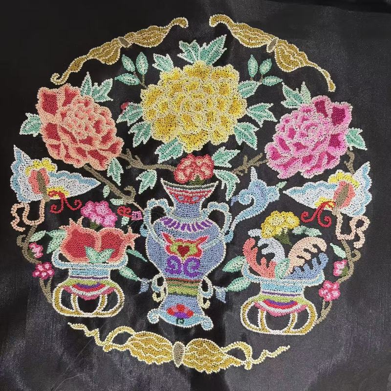 苏绣纯手工打籽绣30圆国风刺绣服装绣片厂家批发|undefined