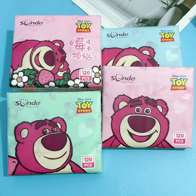 Stickered tissue paper strawberry bear patterned tissue paper travel pack facial tissue moistened student hygiene tissue napkin paper