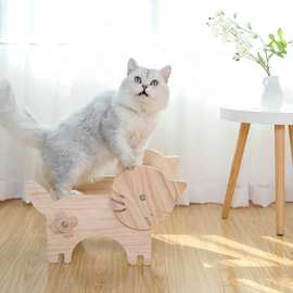 多功能可爱木质猫抓猫爬架带双水平抓杆耐磨不掉屑猫咪玩具