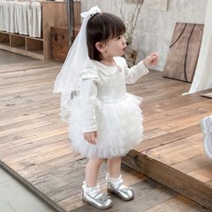 女童连衣裙周岁生日抓周服花童婚纱礼服女宝宝公主裙礼服蓬蓬裙子