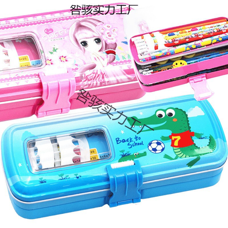 掛け算表文具箱 男女兼用 収納筆箱 子供用三層筆箱 大容量 小学生鉄ペン箱|undefined