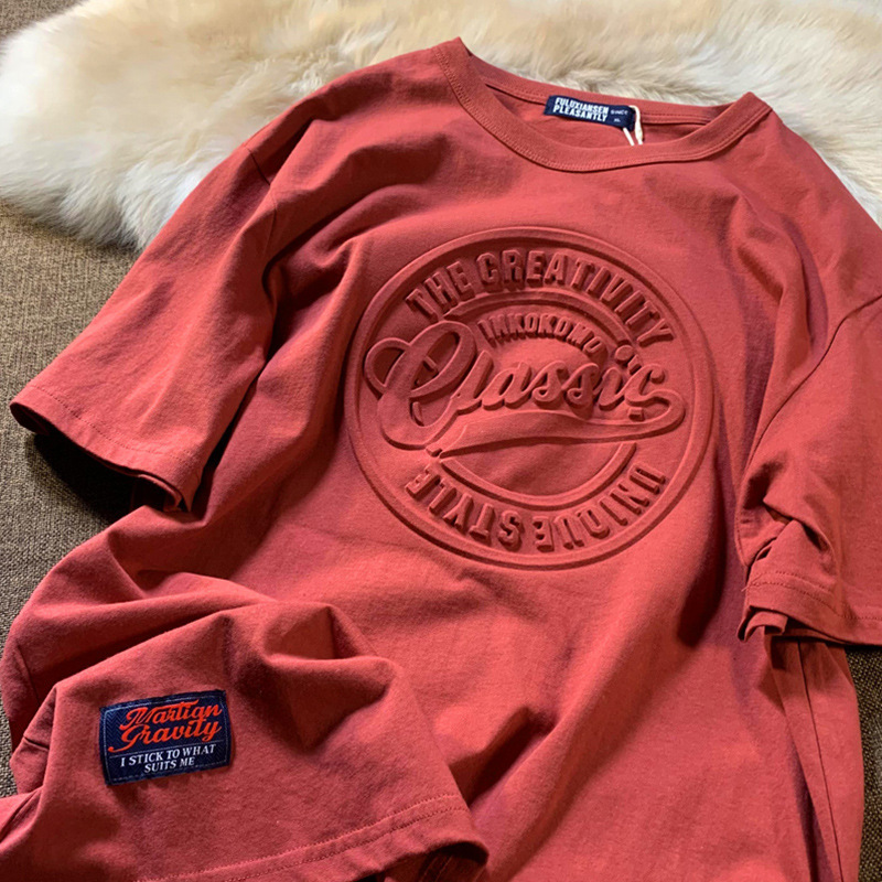 Pure Cotton American Retro Chic Short-Sleeved T-Shirt for Women Summer Korean Style Trendy Loose Trendy Brand Half-Sleeved 3D Printed Top Pure Cotton American Retro Chic Short-Sleeved T-Shirt for Women Summer Korean Style Trendy Loose Trendy Brand Half-Sleeved 3D Printed Top