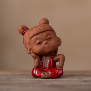 High-Quality Ceramic Small Buddha Statue Home Decoration Purple Clay Nezha Tea Pet Tea Room Living Room Ornament Can Be Customized