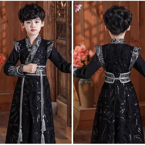 Boys Tang suit Hanfu Spring and Autumn Chinese style 2024 new children's ancient costume girls traditional performance attire