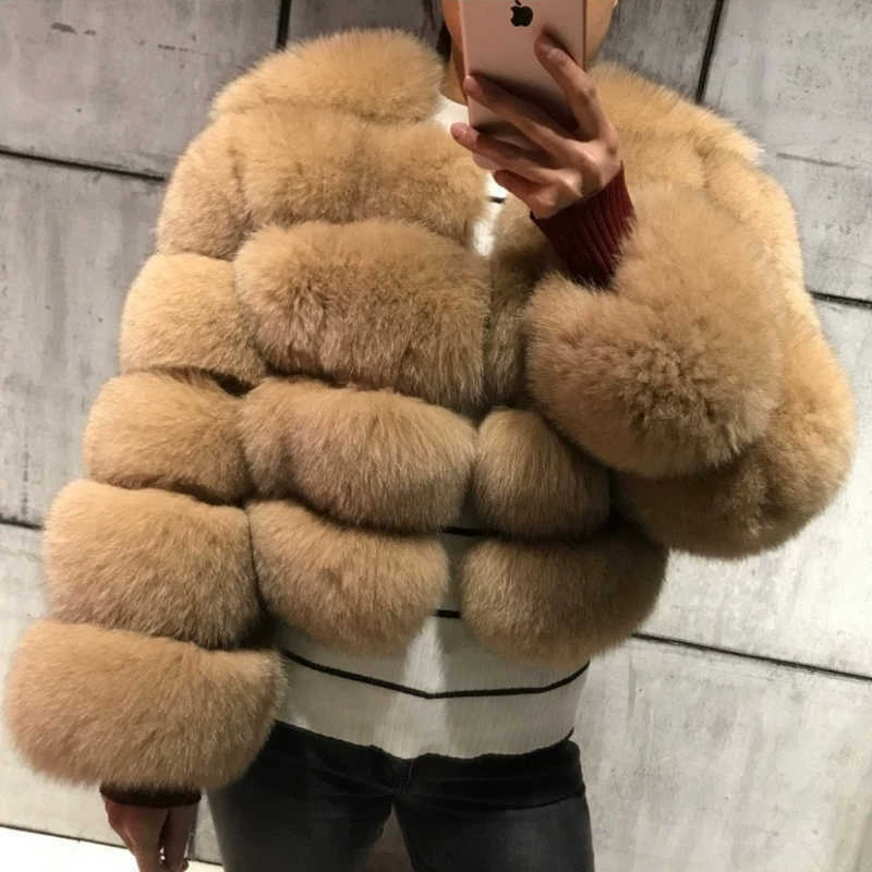 Женская короткая шуба из искусственного лисьего меха, искусственный mink, длинный рукав, мультицвет, размеры S–5XL