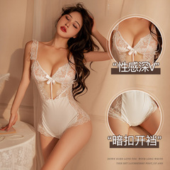 Lingerie Passionate Sexy Sleepwear Temptation Uniform Set Flirting Hot Bedroom Open-Back No-Remove Lace Bodysuit