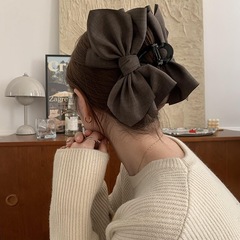 秋冬新作高级绵麻系大きい蝶結び髪つかみ髪饰りヘアクリップ高级感盘髪韩国髪饰り
