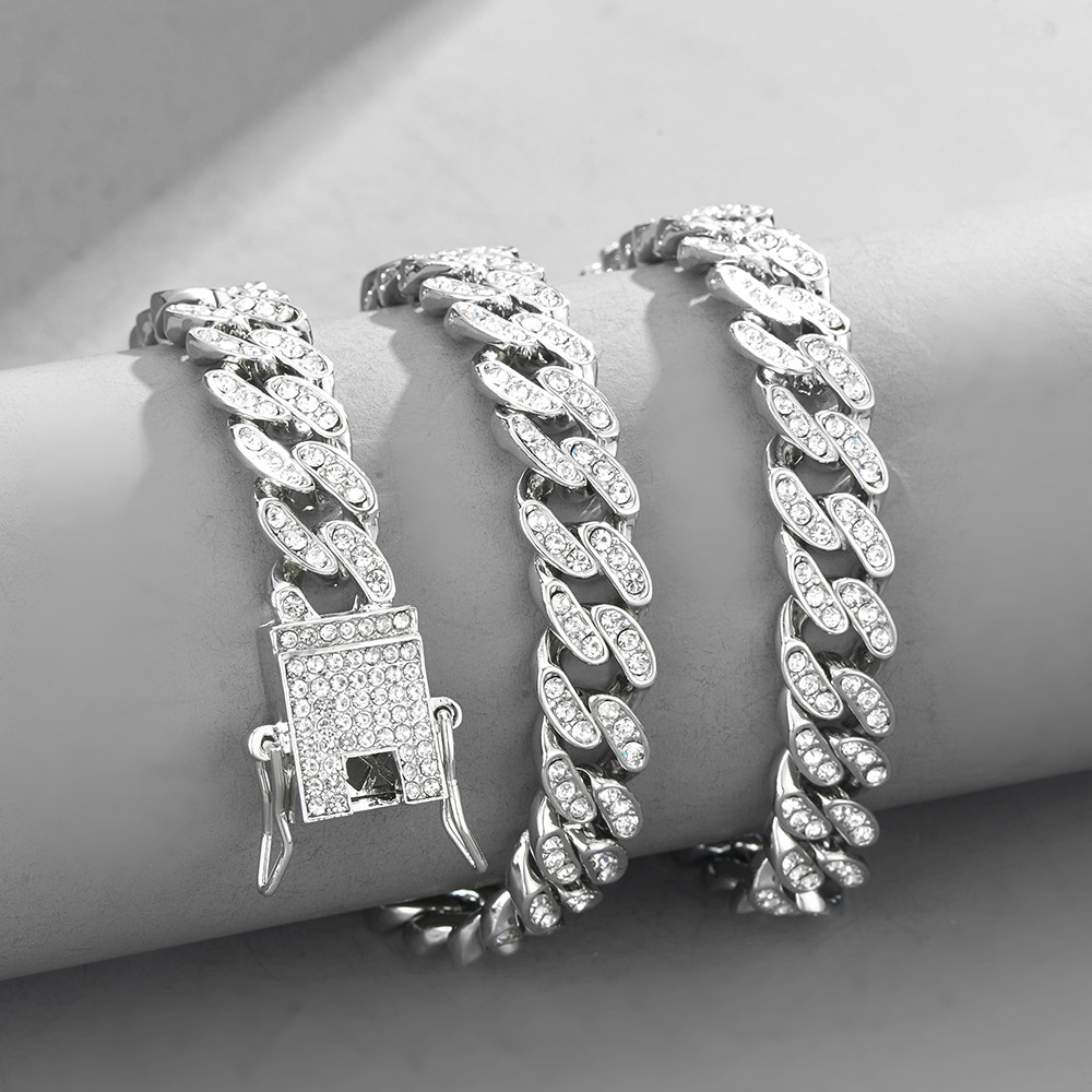 hiphop alloy full of diamonds Cuban chain anklet necklace wholesalepicture1