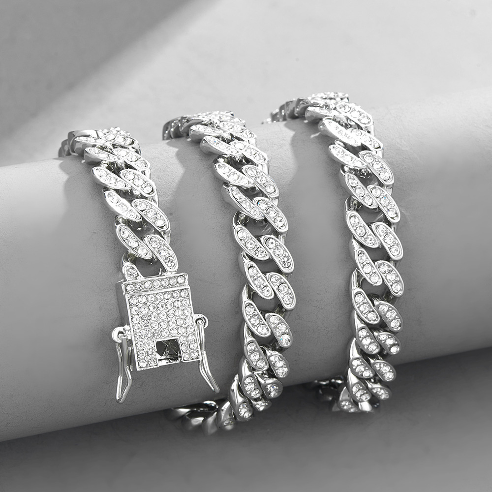 Collana a catena cuban hip hop full diamond da donna versatile_voghion.com