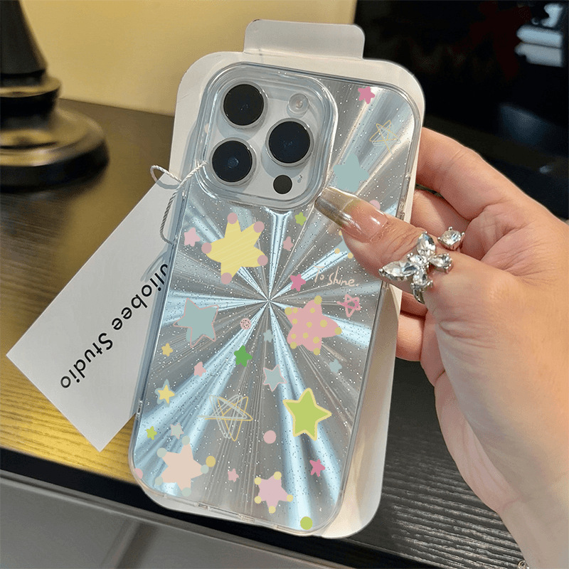 港风彩色风星星适用苹果14PROMAX手机壳iPhone15清新13新款12硬壳