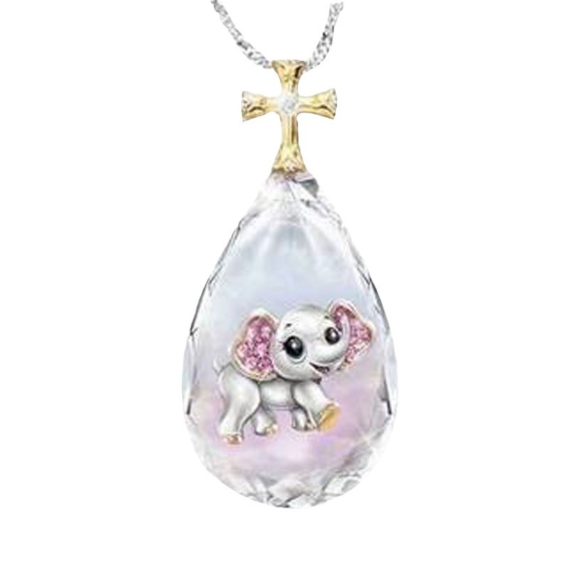 Yunjin transfronteriza nueva cruz de cristal europeo y americano de dos colores colgante simple moda animal serie collar image 5