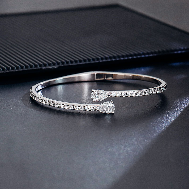 Foreign trade water drops Mossan 0.5 karat * 2 bracelets European and American fashion personality full Diamond D/vvs1 Mossan bracelet women