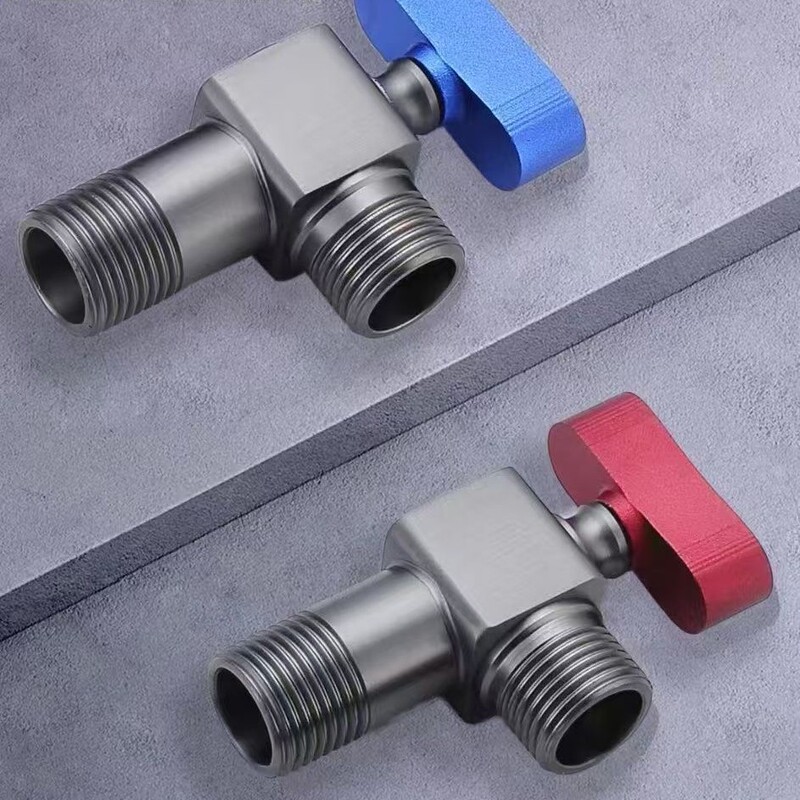 ボールコアアングルバルブ合金製本体ボールバルブ、ガス給湯器専用冷温水三角バルブ、赤と青のハンドル選択可能|undefined