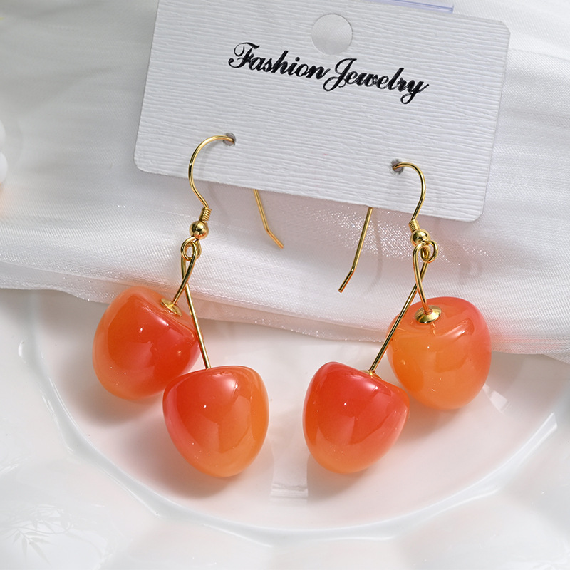 Aretes de cereza roja para mujer – colgante exquisito, fruta de imitación versátil, nuevo estilo