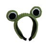 Cute cartoon headband for face washing, non-slip fashionable knitted hairpins, demi-season hair accessory, big eyes, frog