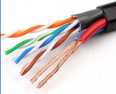 超五类网线8股4对+2根电源线黑色监控综合线非屏蔽双绞线