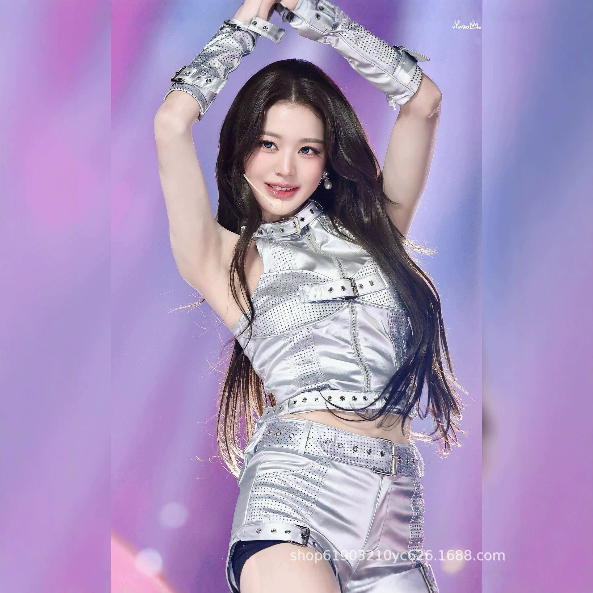 New IVE girl group Jang Won-young's same style KPOP stage outfit, silver suit for dance and jazz lead dancer performance