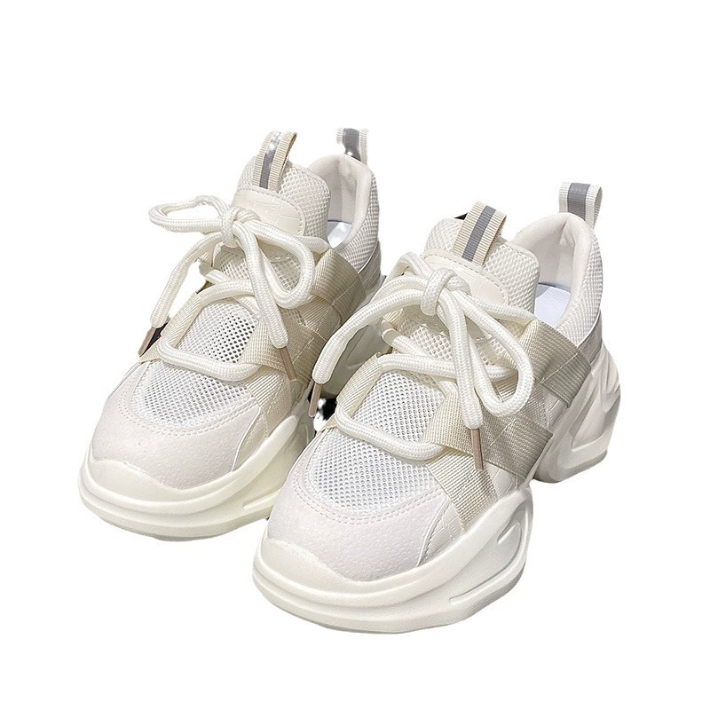 Дышащие off-white платформенные кроссовки, высота 7 см, обувь для отдыха и спорта для подростков, повседневная носка