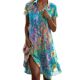 2025 European and American Amazon Summer New Women's Crewneck Short-sleeved Dress Bohemian Printed dress Women