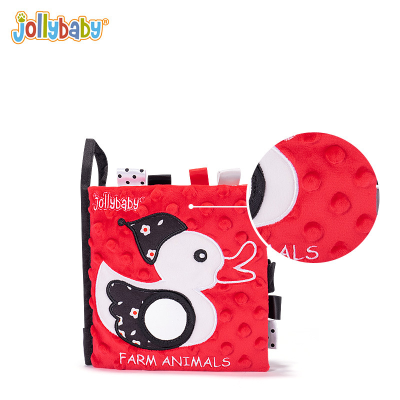 Jollybaby bebé negro blanco rojo etiqueta libro de tela rompecabezas tridimensional papel mordedura bebé educación temprana libro de Juguetes