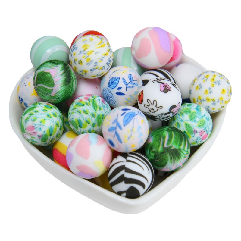 Cross-Border Silicone Beads Baby Teether Food Grade Silicone Beads Kidsren's Handmade 15mm Round Beads DIY Manufacturer Wholesale