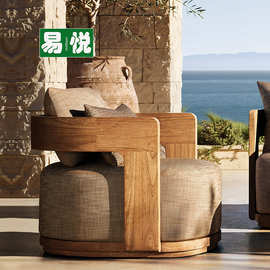 室外庭院防水防晒休闲家具酒店民宿组合实木沙发户外柚木别墅沙发