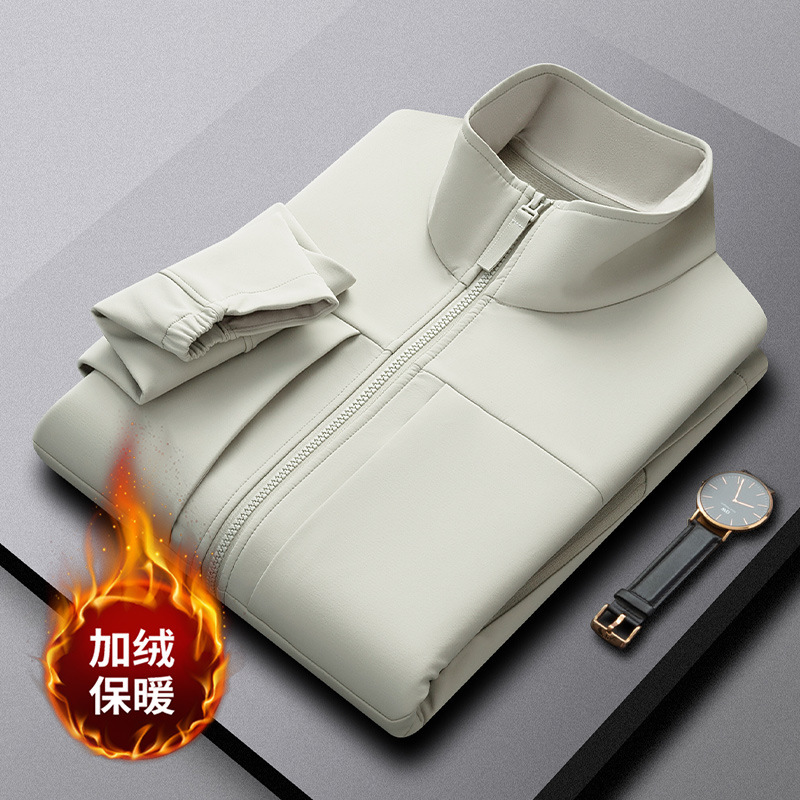 305g Soft Shell Cashmere Big-Name Replacement Multi-Flap Pocket Pants Stand-Up Collar Men's Outdoor Water-Repellent and Cold-Proof Long-Sleeved Jacket