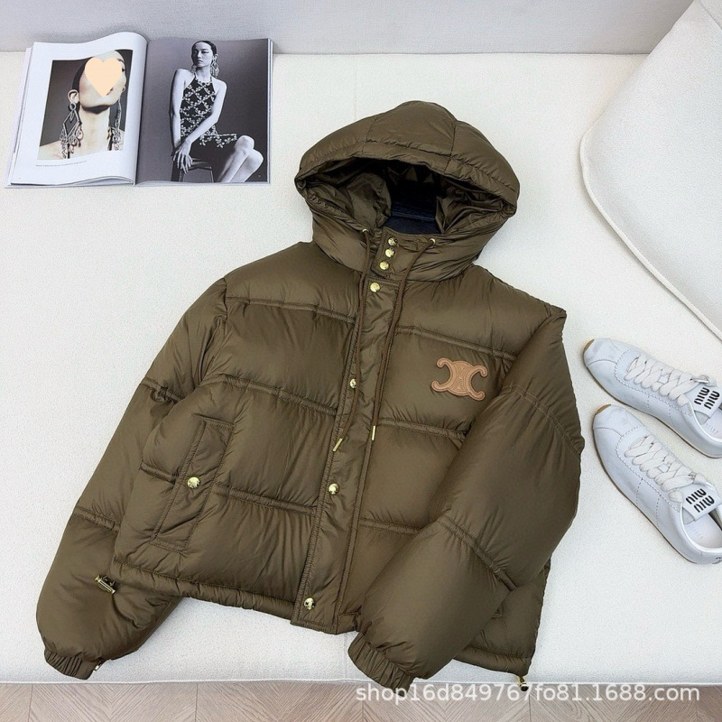 ce24秋冬新款经典凯旋门装饰连帽短款羽绒服外套帅气复古风|undefined