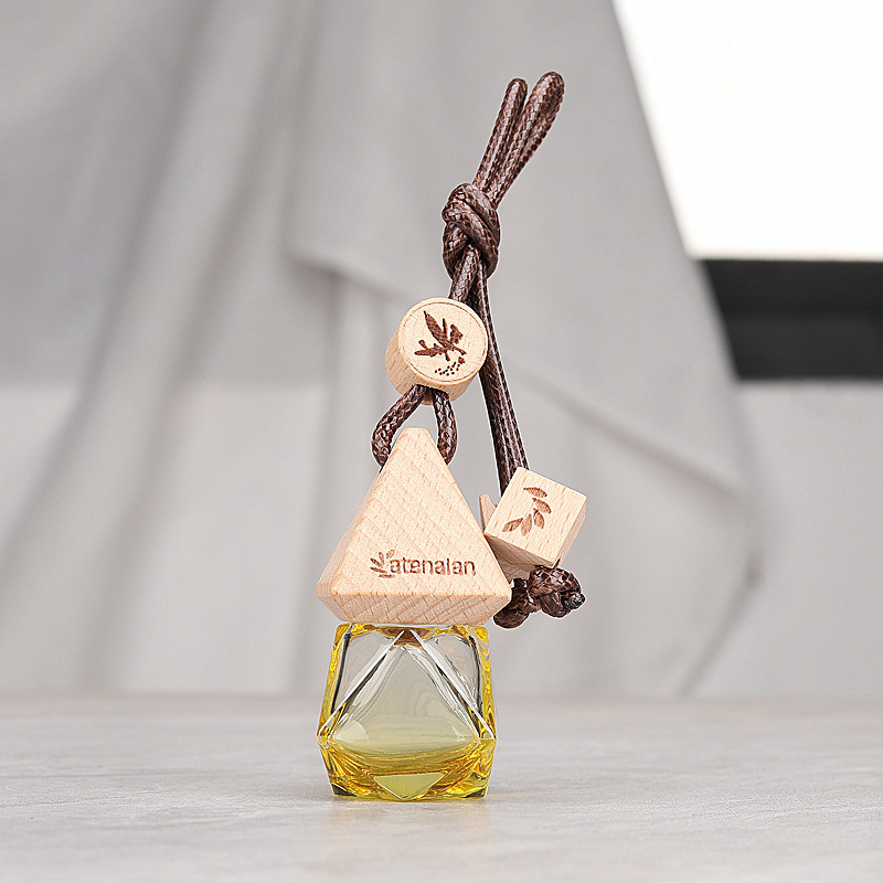 G014-8ml 車用ストラップ車用アロマセラピーボトルペンダントミニ揮発性ガラス詰め替えエッセンシャルオイル空ボトル