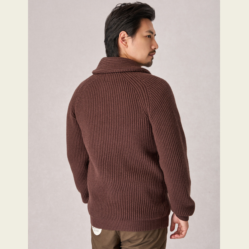 스웨터 코트 남자의 두꺼운 니트 가을과 겨울 옷깃 카디건 겉옷 쇼 칼라 트위스트 레트로 스웨터베이스 트렌디