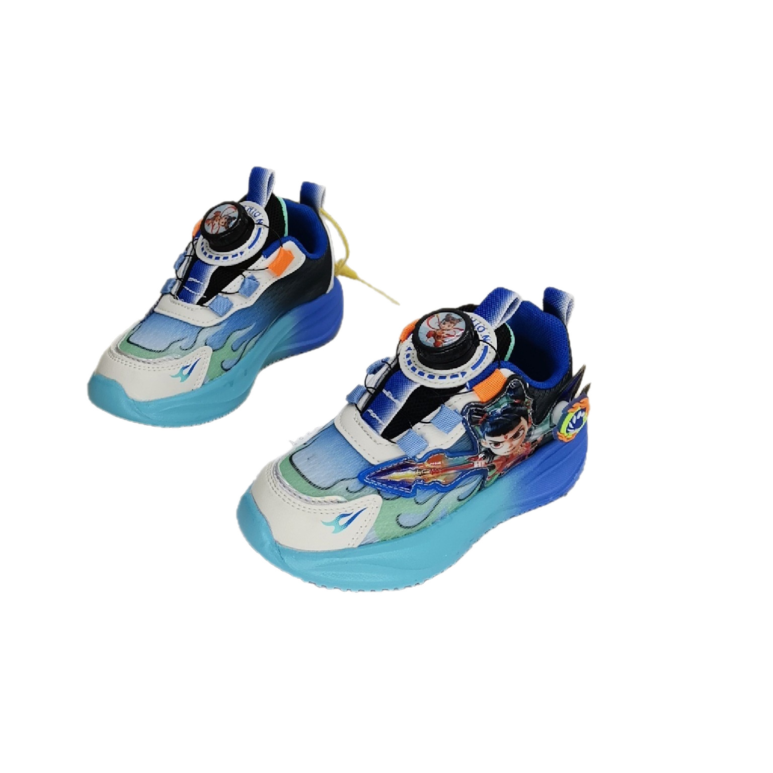 2025 principios de otoño nuevo estilo doble red niños niños niños niños pequeños y medianos niños de 3 a 6 años Nezha con molino de viento con zapatos deportivos ilumtados