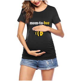 2021亚马逊新品女装速卖通爆款WISH孕妇装女蜜蜂宽松孕装T恤