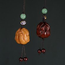 小叶紫檀立体雕刻佛手挂件钱包钥匙扣一心向佛手机车挂饰礼品配饰