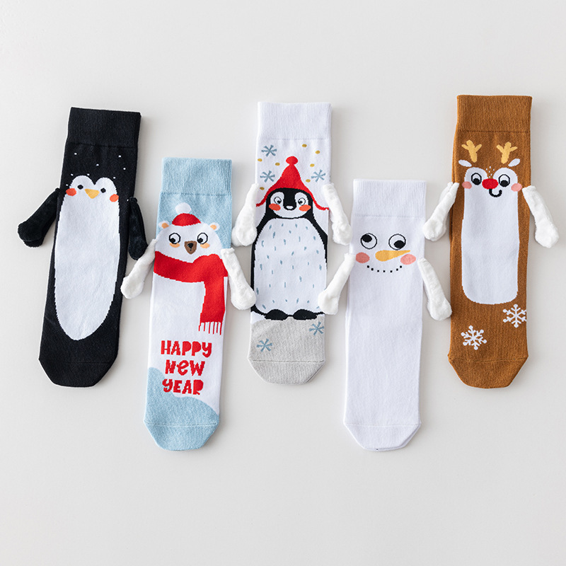 Ins Trendy Cartoon Christmas Socks Cross-Border Hand-In-Hand Socks for Couples Men and Women Mid-Calf Socks Magnetic Long Socks Manufacturer Wholesale Ins Trendy Cartoon Christmas Socks Cross-Border Hand-In-Hand Socks for Couples Men and Women Mid-Calf Socks Magnetic Long Socks Manufacturer Wholesale