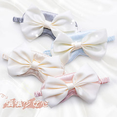 大蝴蝶結眼罩日系可愛仿真絲遮光睡眠護眼罩女生睡覺透氣眼罩批發