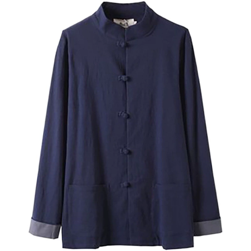 Мужская теплая куртка из хлопка и льна на осень/зиму 2025 года, в ретро-китайском стиле, для папы, с воротником-стойкой, в стиле тан-костюм, хлопковое пальто