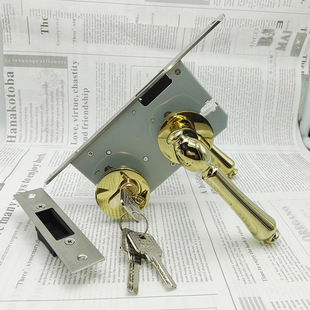 Zinc Alloy PVD Golden Suction Silent Lock Indoor Bedroom Room Door Lock Household Room Solid Wood Door Handle Lock
