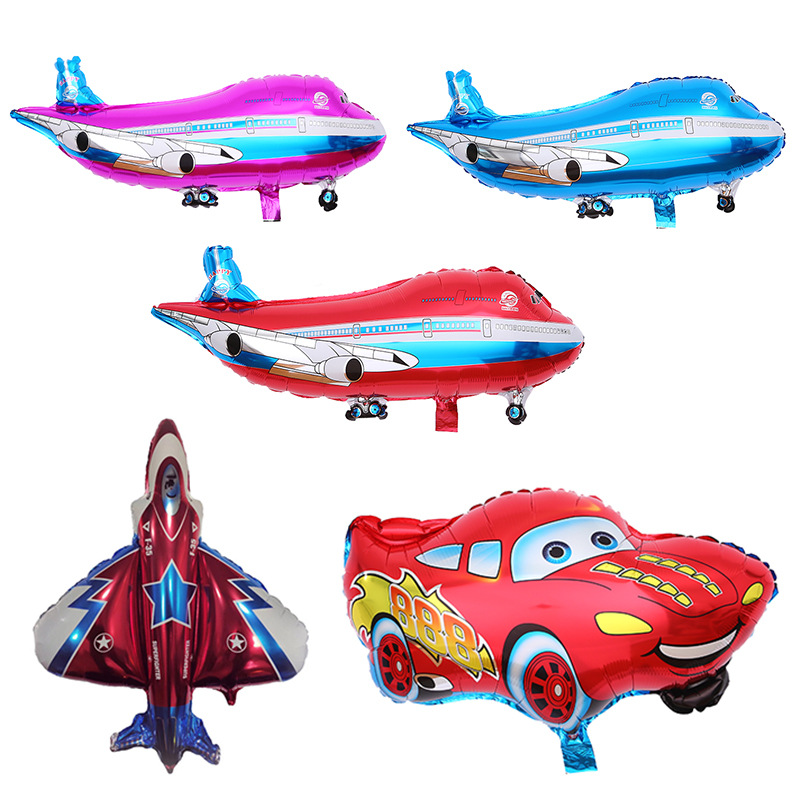儿童卡通汽车飞机升空气球生日派对布置铝膜气球地摊批发飘空气球