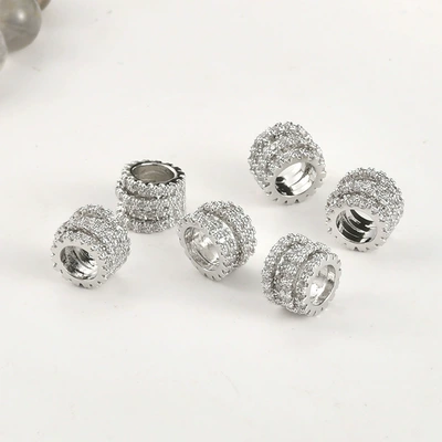 14k gold diamond irregular Zərgərlik ara hissələri - 2-white-k-thread-large-hole-spacer-beads-1-piece-about-75104mm