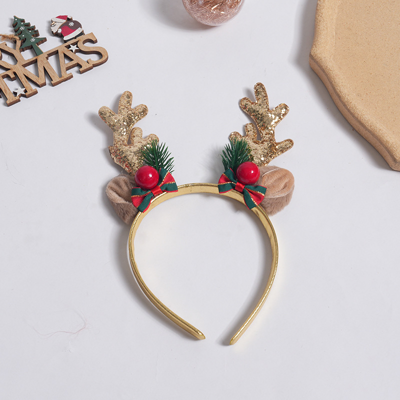 Adorable cabello de Navidad corno de ciervo cinco estrellas cabeza de banda de cabello de Navidad para niños corpos de cabello de decoración accesorios clipes de cabello