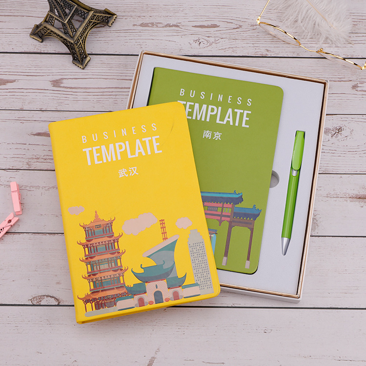 Manufactor Customize Gift box City Attractions Propaganda Anniversary Book UV With pen A5