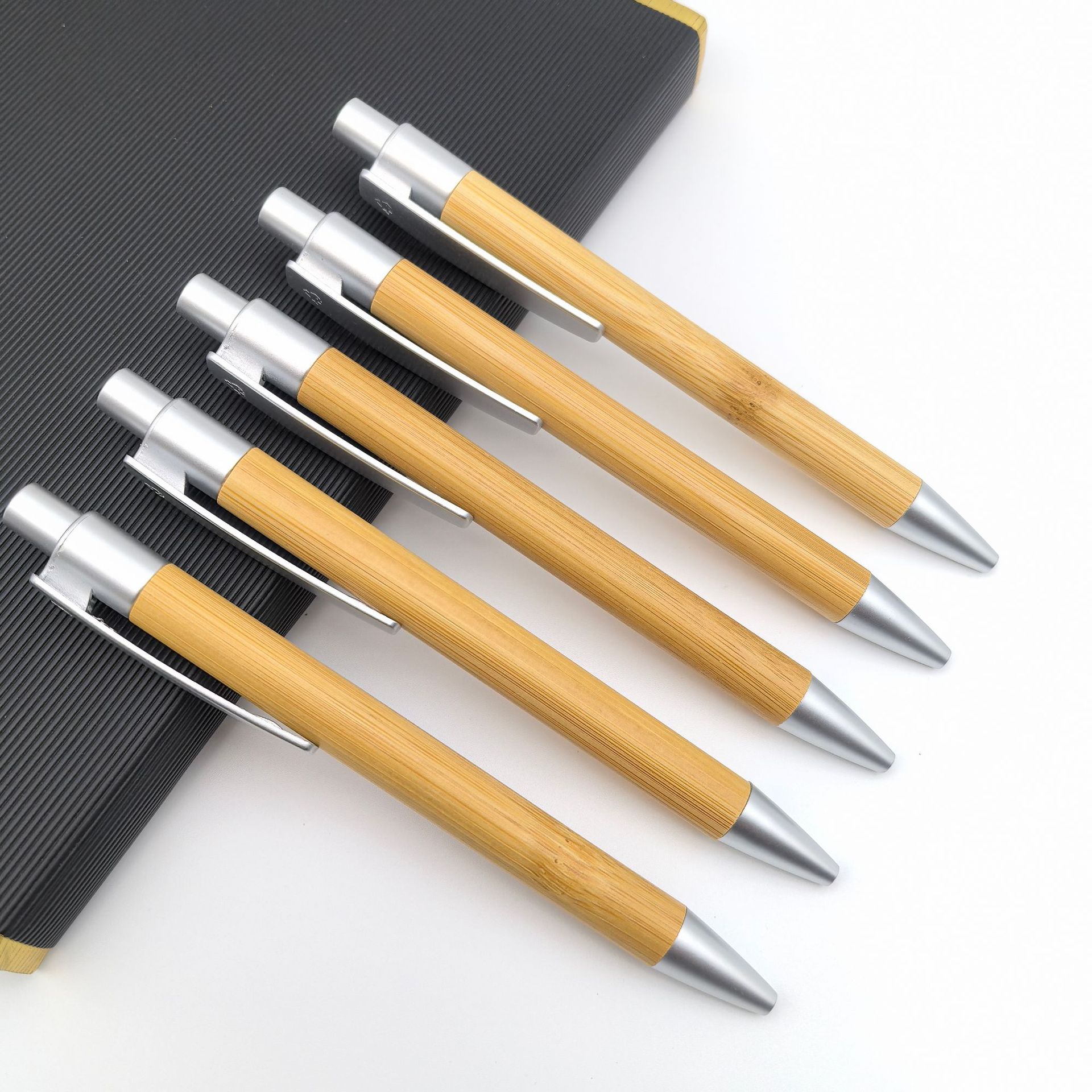 Protección ambiental transfronteriza plata bolígrafo de bambú bolígrafo personalizado logotipo de bambú bolígrafo de regalo de publicidad