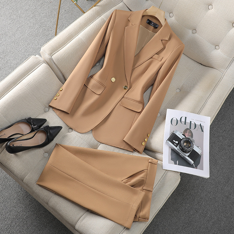 New orange professional blazer, high-end suit set, spring and autumn short skirt, suitable for petite women.