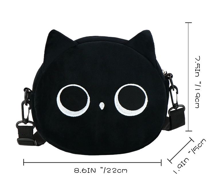 Cartoon cat small bag for women, new autumn and winter popular plush toy bag, Japanese cute crossbody plush bag