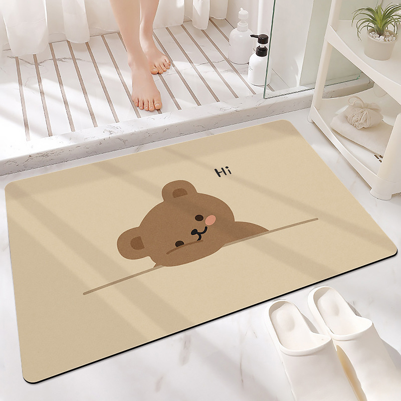 家用瀝水地毯卡通動物系列吸水防滑衛生間浴室腳墊臥室易清洗地墊