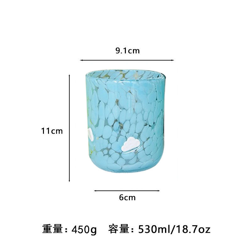 中古人工开口贴片水晶玻璃杯樱桃草莓压花贴片装饰饮品咖啡杯|undefined