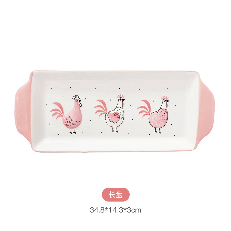 De estilo americano de Pascua vajilla plato de mantequilla plato creativo alivio pollo almacenamiento JAR tetera sellado frasco