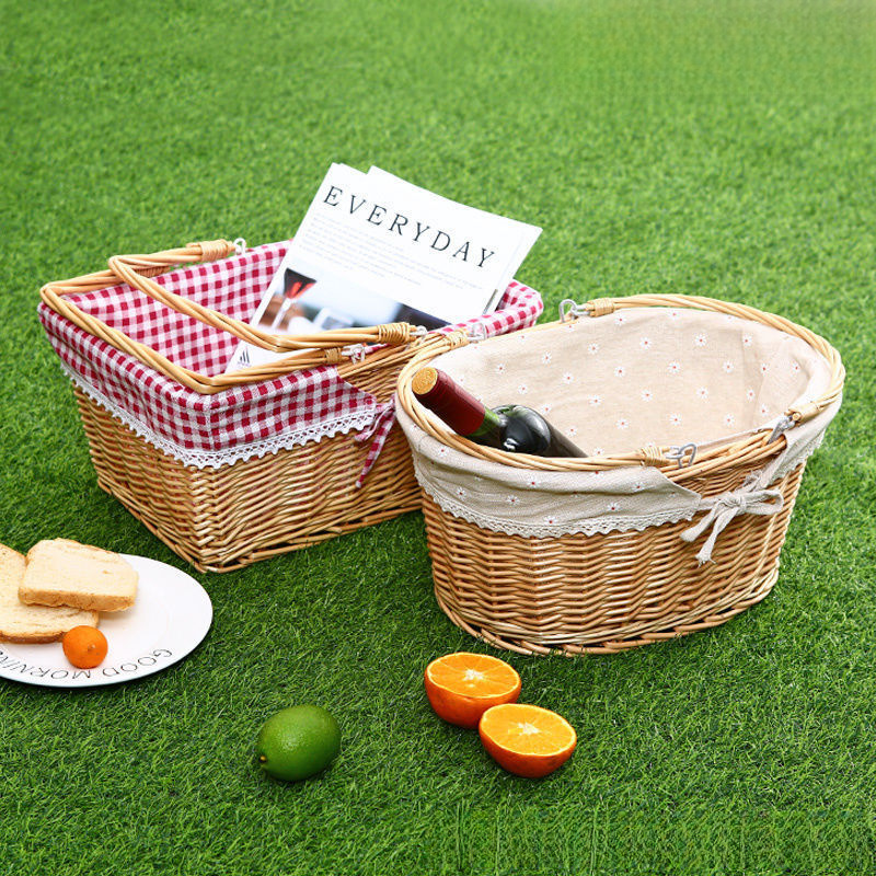 Cestas de picnic trenzadas de sauce cestas de recolección de cestas trenzadas de mano juguetes de compras de verduras cestas de frutas cestas de flores cestas de compras